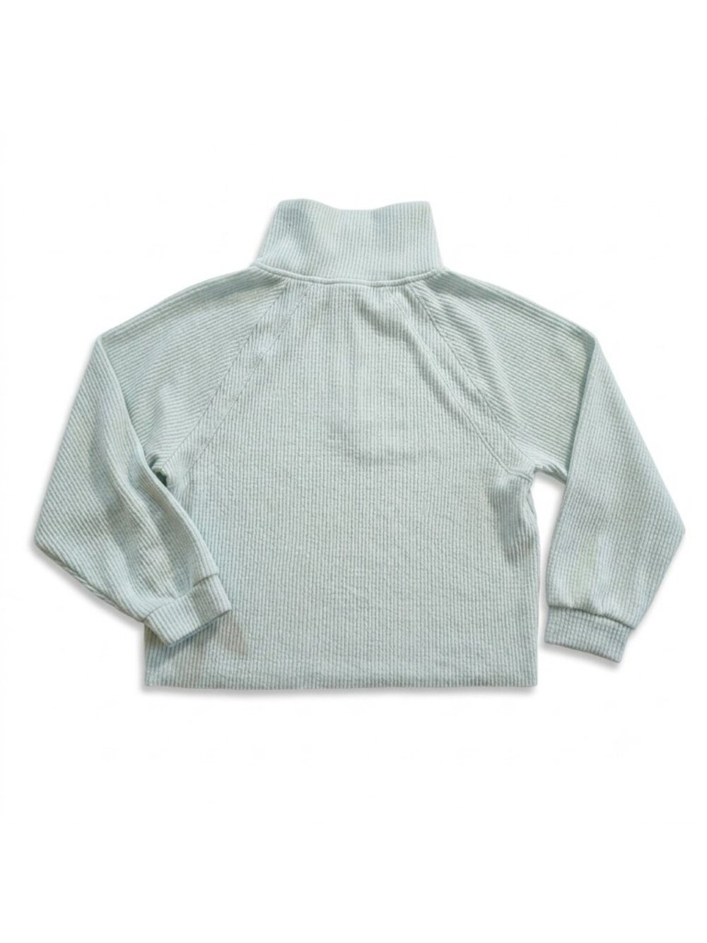 Saltwater Luxe Ribbed 1/4 Zip PulloverM Ice Blue Boxy LS Cropped Ribbed Coastal - Picture 15 of 15